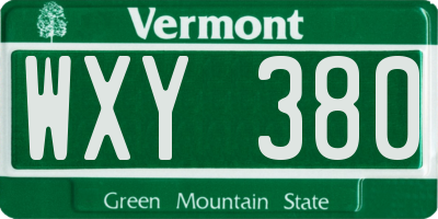 VT license plate WXY380