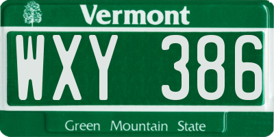 VT license plate WXY386