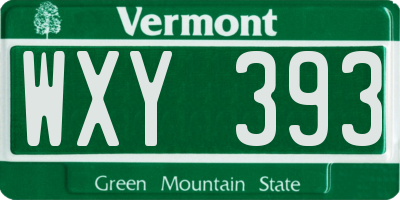 VT license plate WXY393