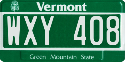 VT license plate WXY408
