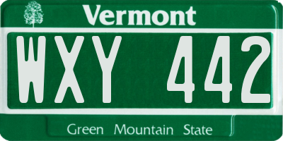 VT license plate WXY442