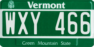 VT license plate WXY466