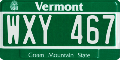 VT license plate WXY467