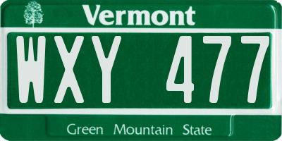 VT license plate WXY477
