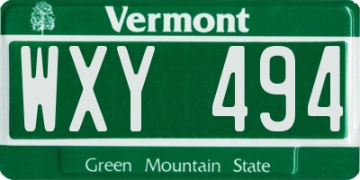 VT license plate WXY494