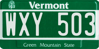 VT license plate WXY503