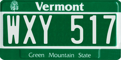 VT license plate WXY517
