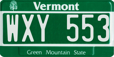 VT license plate WXY553