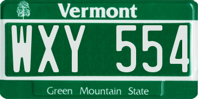 VT license plate WXY554