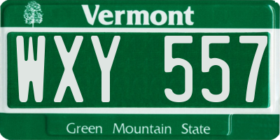 VT license plate WXY557