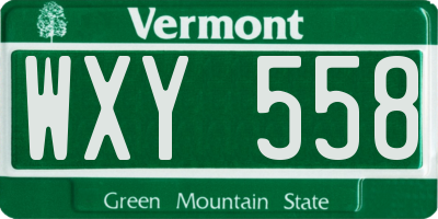 VT license plate WXY558