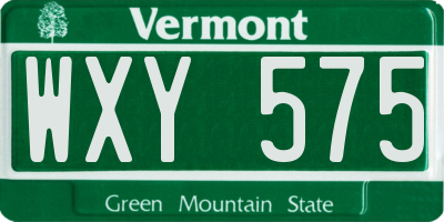 VT license plate WXY575