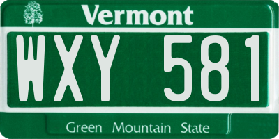 VT license plate WXY581