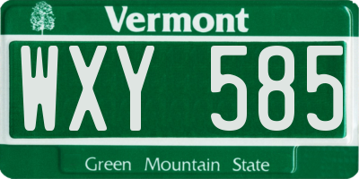 VT license plate WXY585