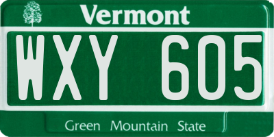 VT license plate WXY605