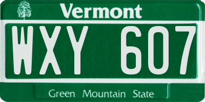 VT license plate WXY607
