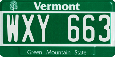 VT license plate WXY663