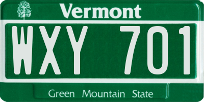 VT license plate WXY701