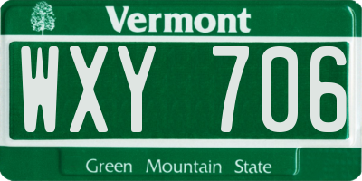 VT license plate WXY706