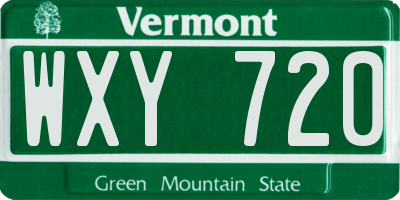 VT license plate WXY720