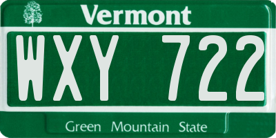 VT license plate WXY722