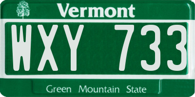 VT license plate WXY733