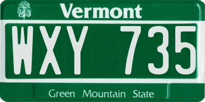 VT license plate WXY735