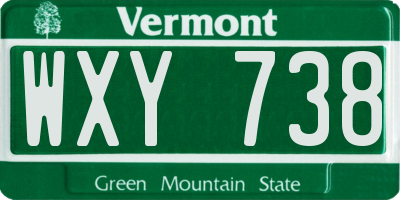VT license plate WXY738