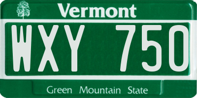 VT license plate WXY750