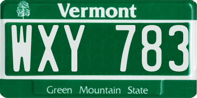 VT license plate WXY783