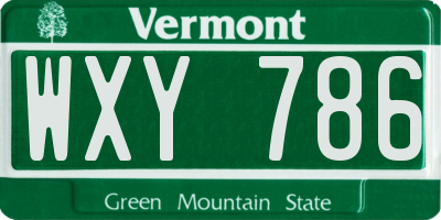 VT license plate WXY786