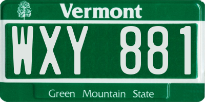 VT license plate WXY881