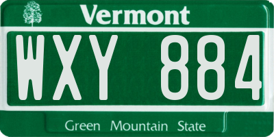 VT license plate WXY884