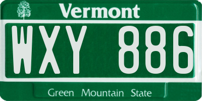 VT license plate WXY886