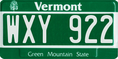 VT license plate WXY922