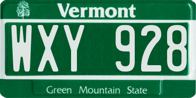 VT license plate WXY928