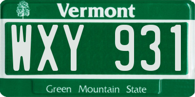 VT license plate WXY931