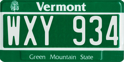 VT license plate WXY934