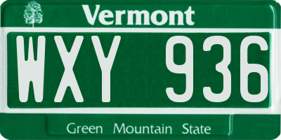 VT license plate WXY936