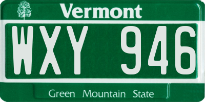 VT license plate WXY946