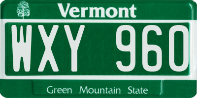 VT license plate WXY960