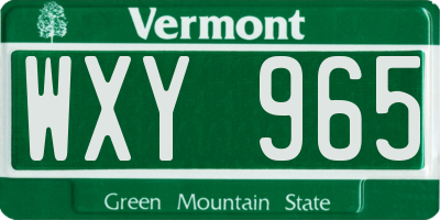 VT license plate WXY965