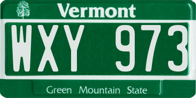 VT license plate WXY973