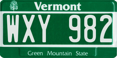 VT license plate WXY982