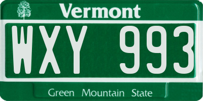 VT license plate WXY993
