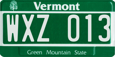 VT license plate WXZ013
