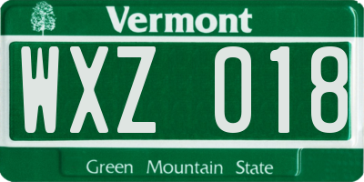 VT license plate WXZ018