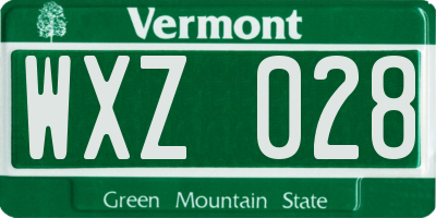VT license plate WXZ028
