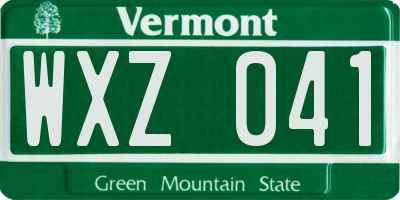 VT license plate WXZ041