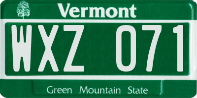 VT license plate WXZ071